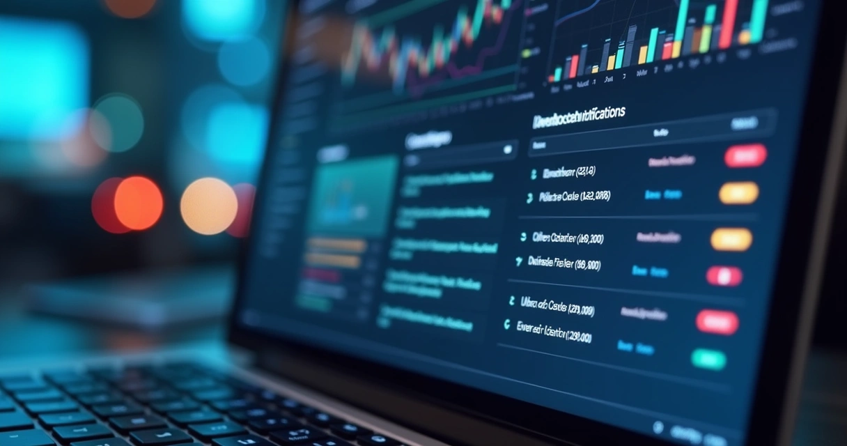 Painel digital mostrando notificações em tempo real de webhooks fiscais