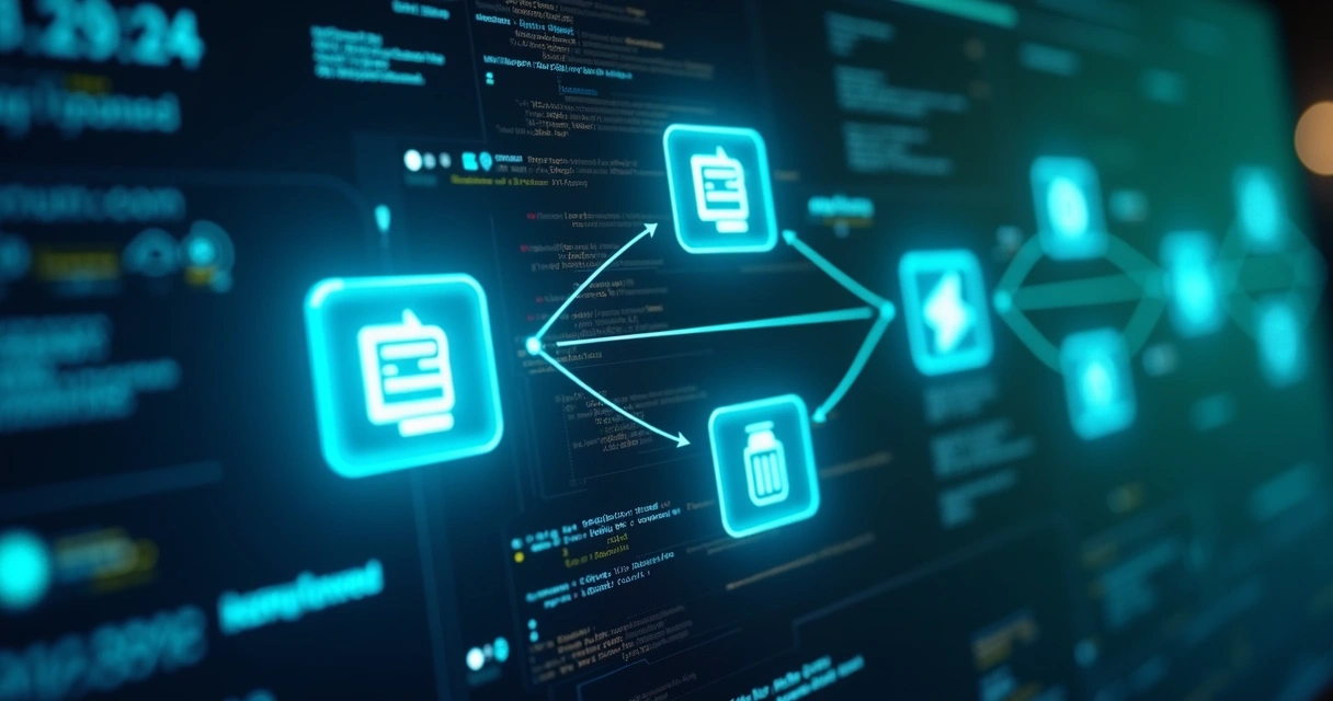 Painel digital mostrando alertas de webhook sendo acionados em tempo real entre sistemas empresariais 