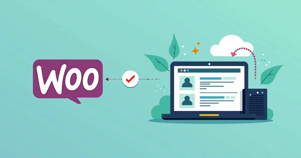 Illustration of a WooCommerce webhook sending an order notification to a server dashboard 