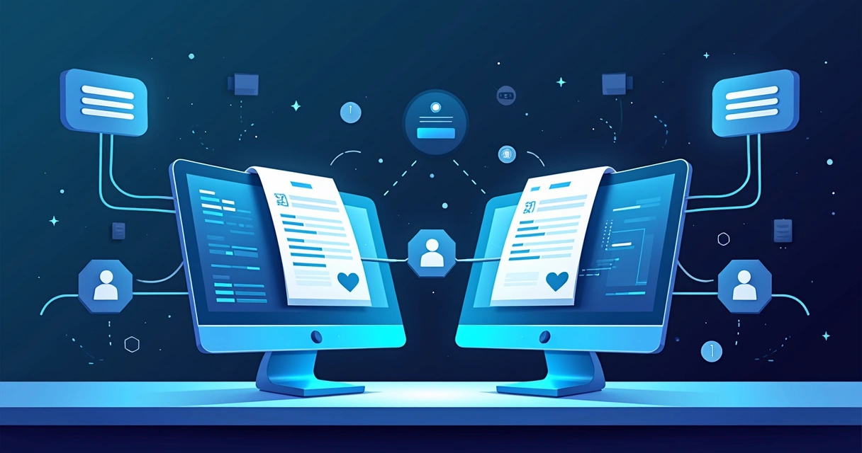 Fluxo visual de webhooks API fiscal com computadores e alertas 