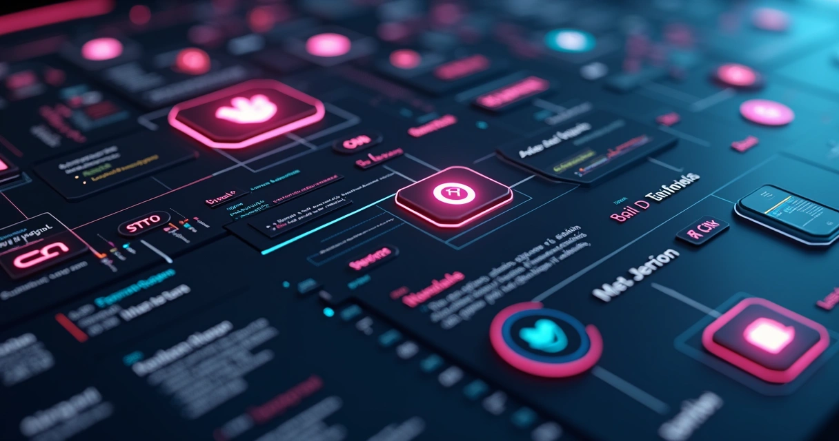 Visão superior de um sistema automatizado com webhooks e múltiplas integrações dentro do Notion 