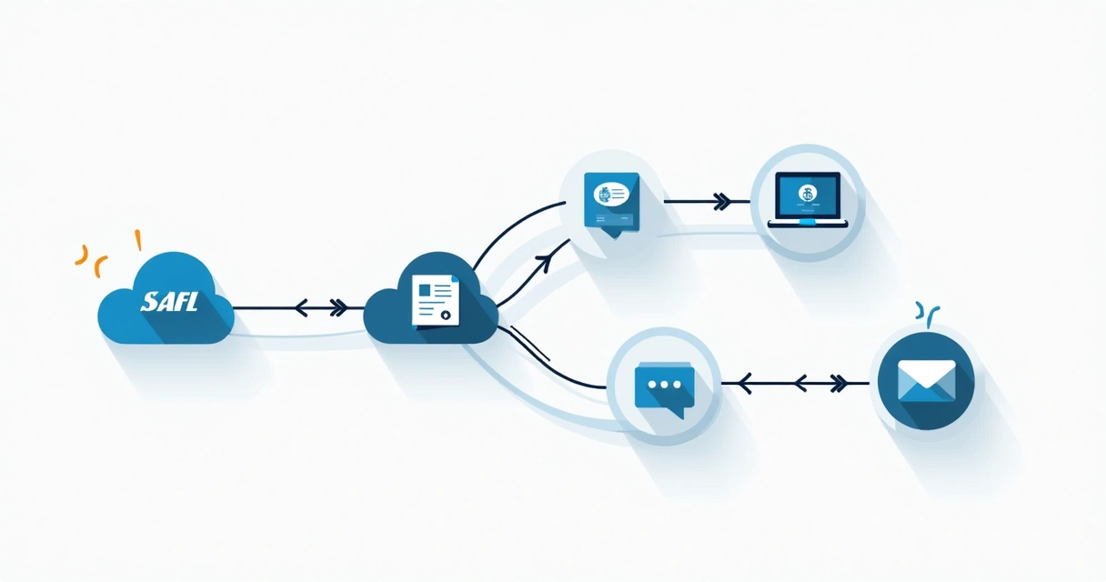 Diagrama ilustrando a comunicação de sistemas SaaS diferentes com webhooks 