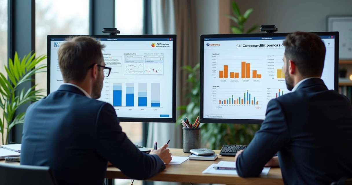 Dois consultores apresentando um webinar conjunto sobre finanças