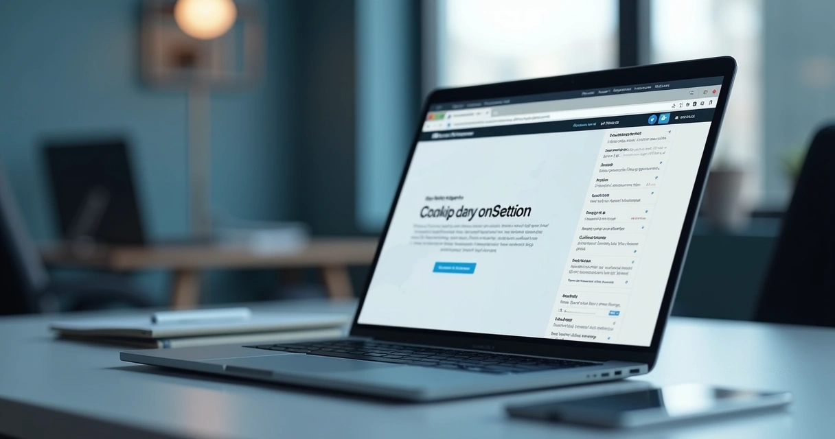 Website consent banner and privacy dashboard on laptop screen 