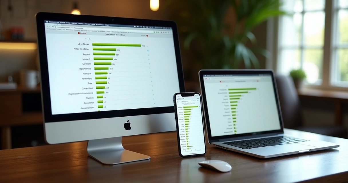 Website speed test results on multiple devices