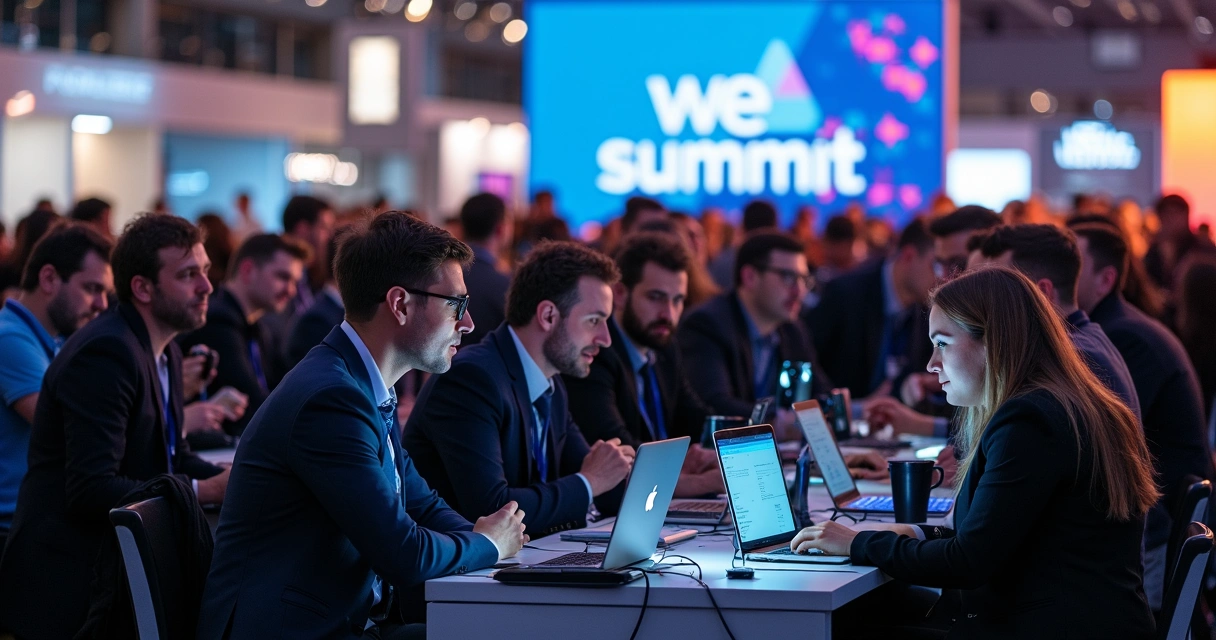 Tech professionals networking at Web Summit 