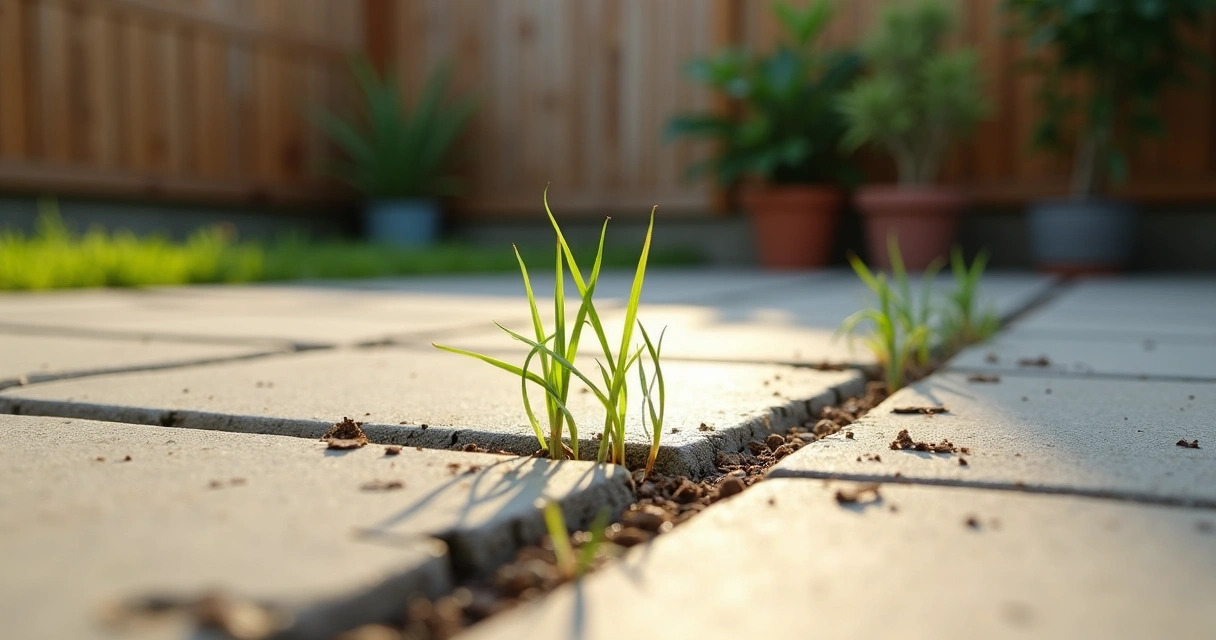 Small weeds sprouting from slab joint.