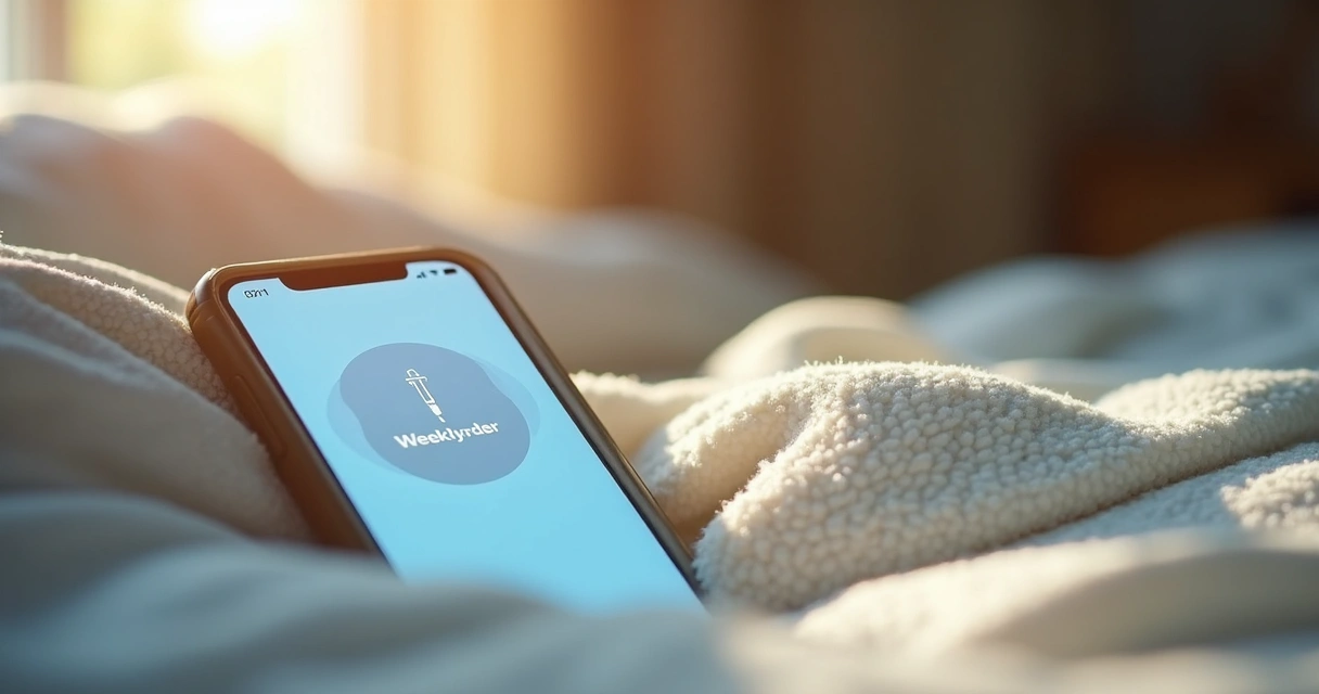 Digital reminder for weekly medication dose displayed on a smartphone screen 