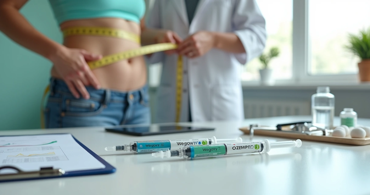 Comparação visual entre canetas injetáveis de Wegovy e Ozempic usadas para emagrecimento 