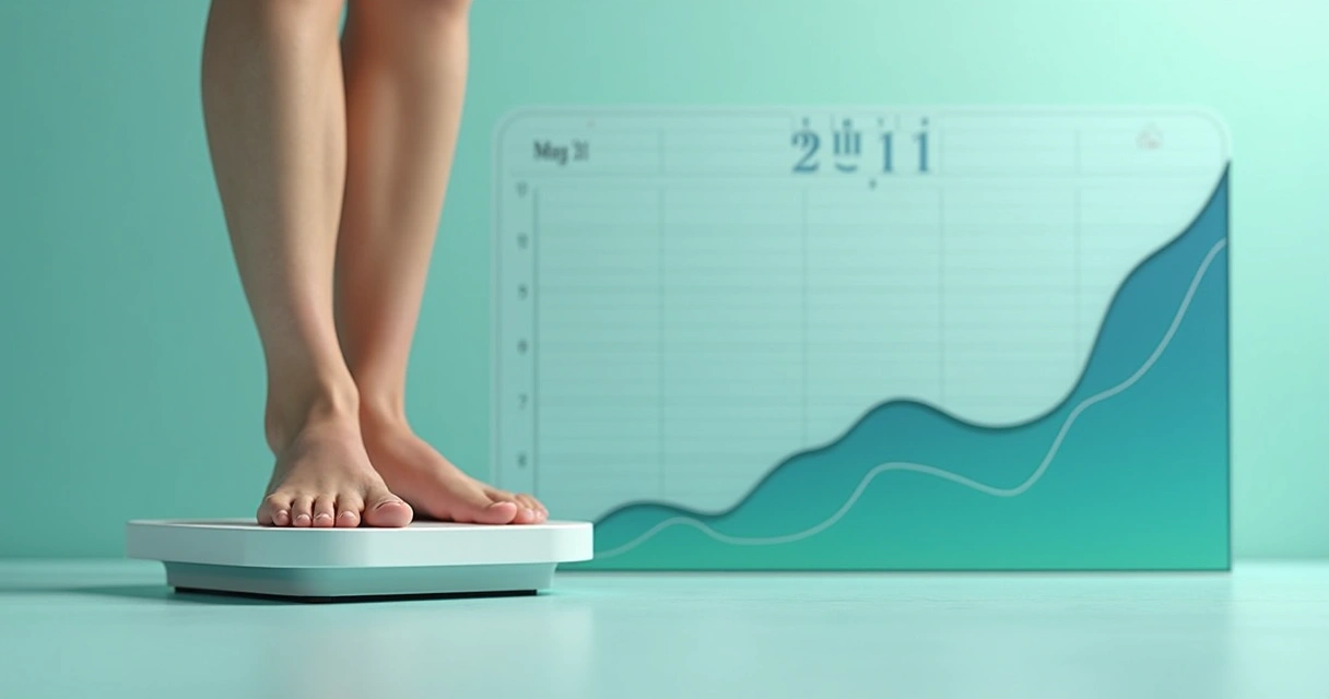 Chart showing weight loss plateau phase followed by gradual decline 