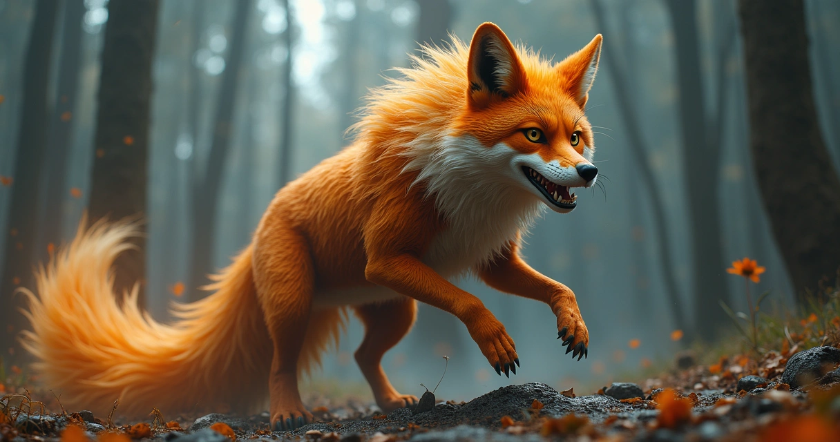 Loot do monstro Werefox no Tibia com moedas e itens variados exibidos sobre uma superfície rústica 