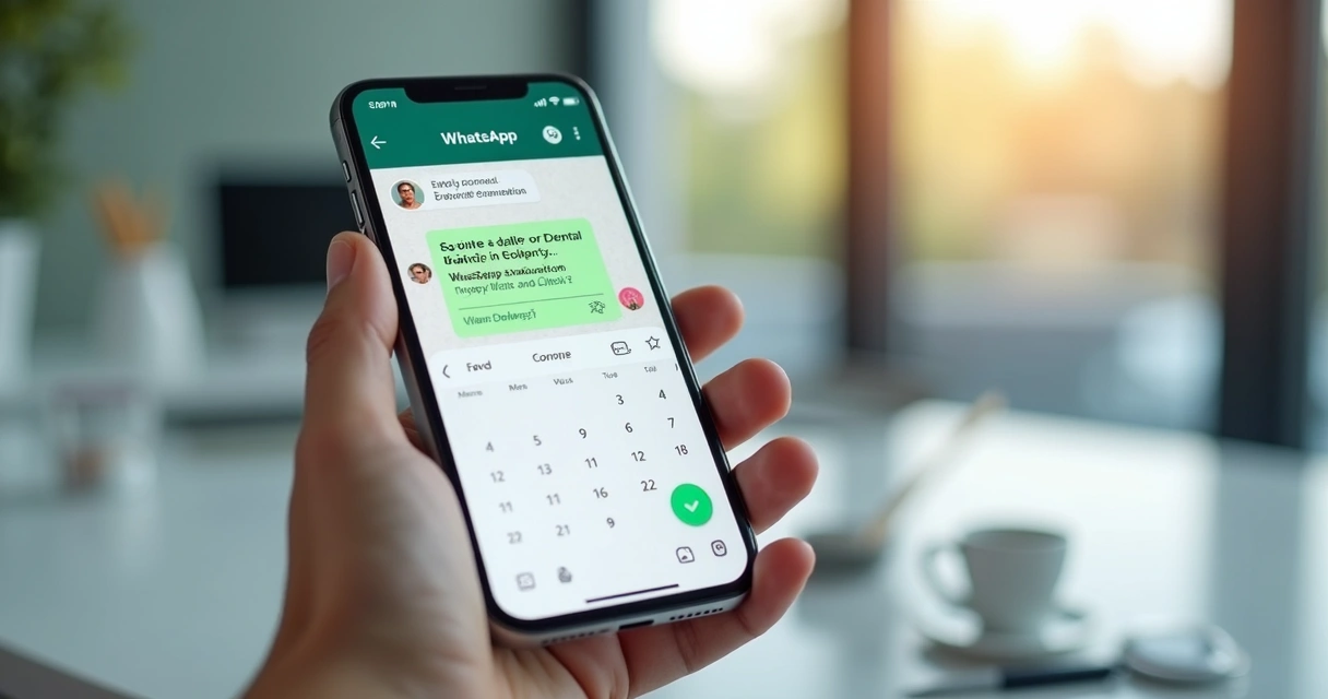 Atendimento de agendamento odontológico por WhatsApp em smartphone 