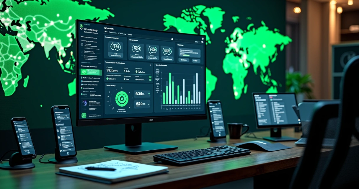 Painel com campanhas grandes usando API do WhatsApp e vários celulares conectados 