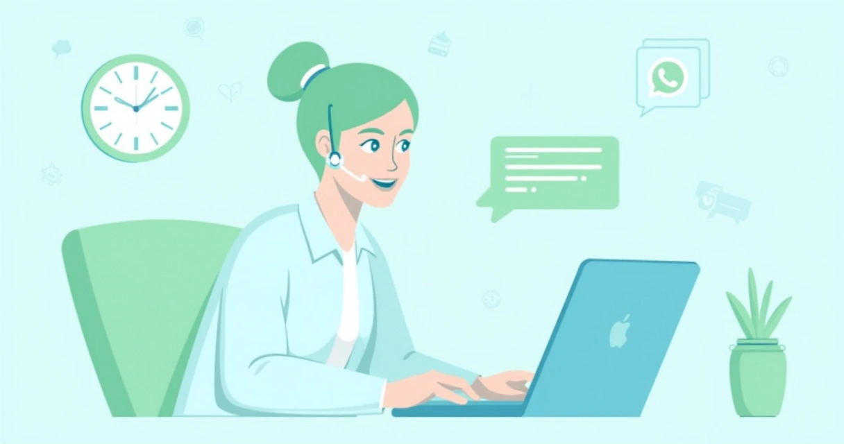 Atendente de WhatsApp respondendo mensagens em um notebook 