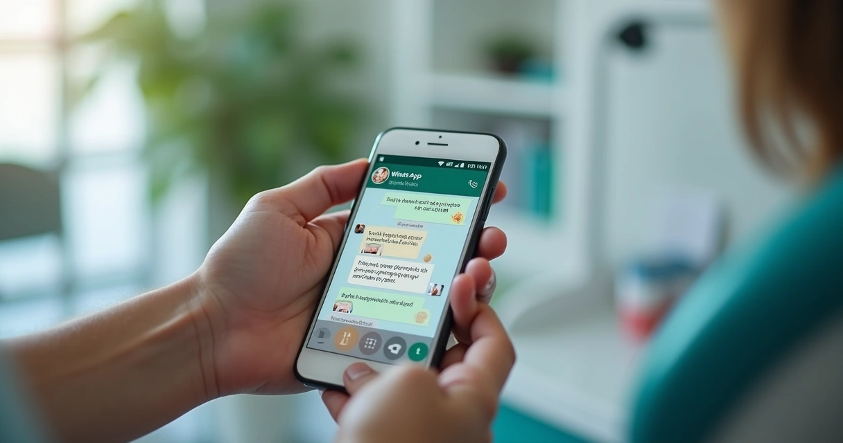Tela de celular mostrando conversa de atendimento odontológico no WhatsApp 