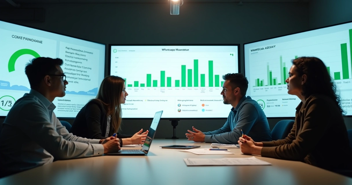 Equipe de marketing acompanhando automação de campanhas no WhatsApp 