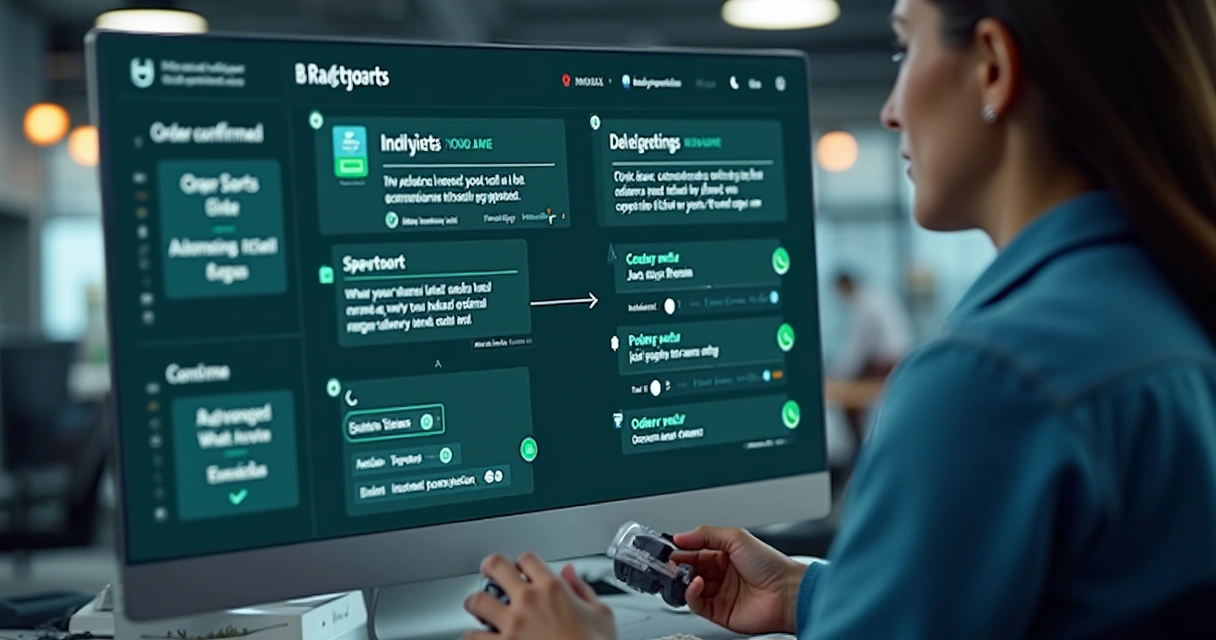 Automação de gatilhos no WhatsApp API enviando confirmação de pedidos, cobrança, e status de entrega. 