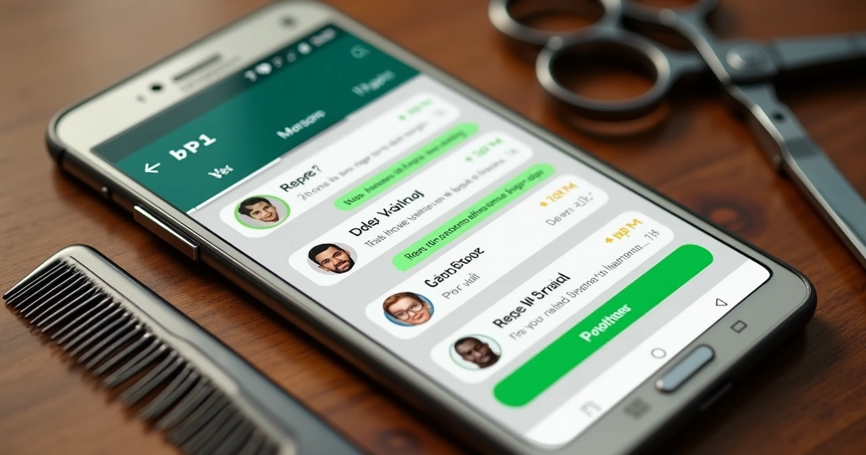 Tela de WhatsApp com mensagens automáticas e agendamentos de barbearia 