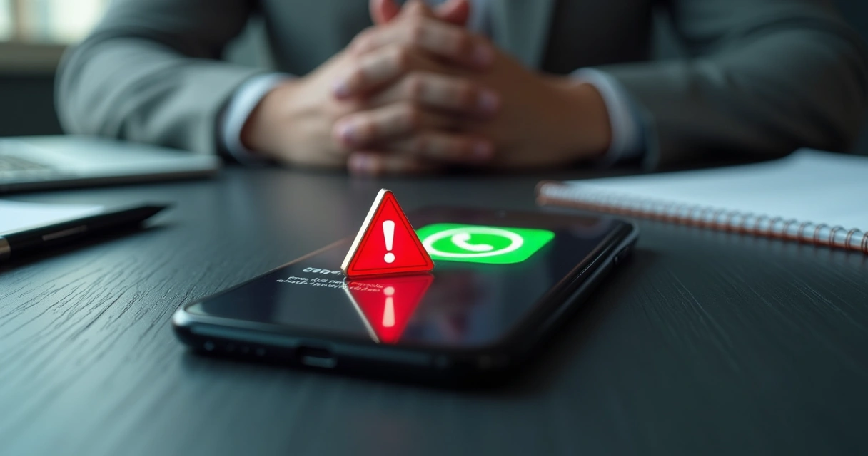 Smartphone com ícone do WhatsApp bloqueado por cadeado digital 