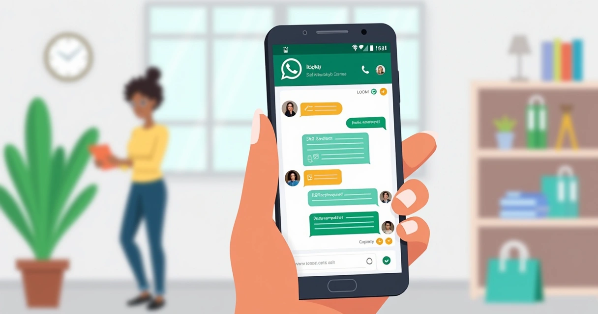 Celular com WhatsApp Business mostrando conversa de vendas