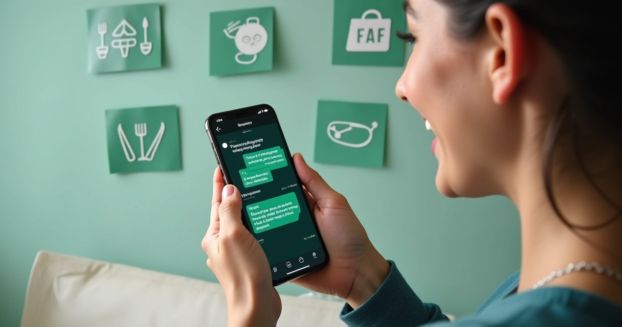 Cliente feliz usando WhatsApp em atendimento automatizado personalizável