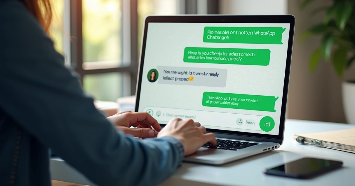 Atendimento automatizado via WhatsApp em tela de computador 