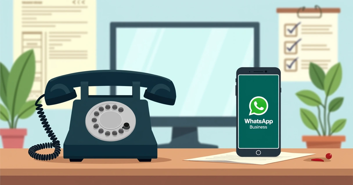 Telefone fixo ao lado de celular mostrando chamada recebida para código WhatsApp 