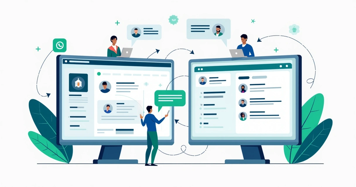 Conexão entre sistema CRM e WhatsApp gerando fluxo de atendimento 