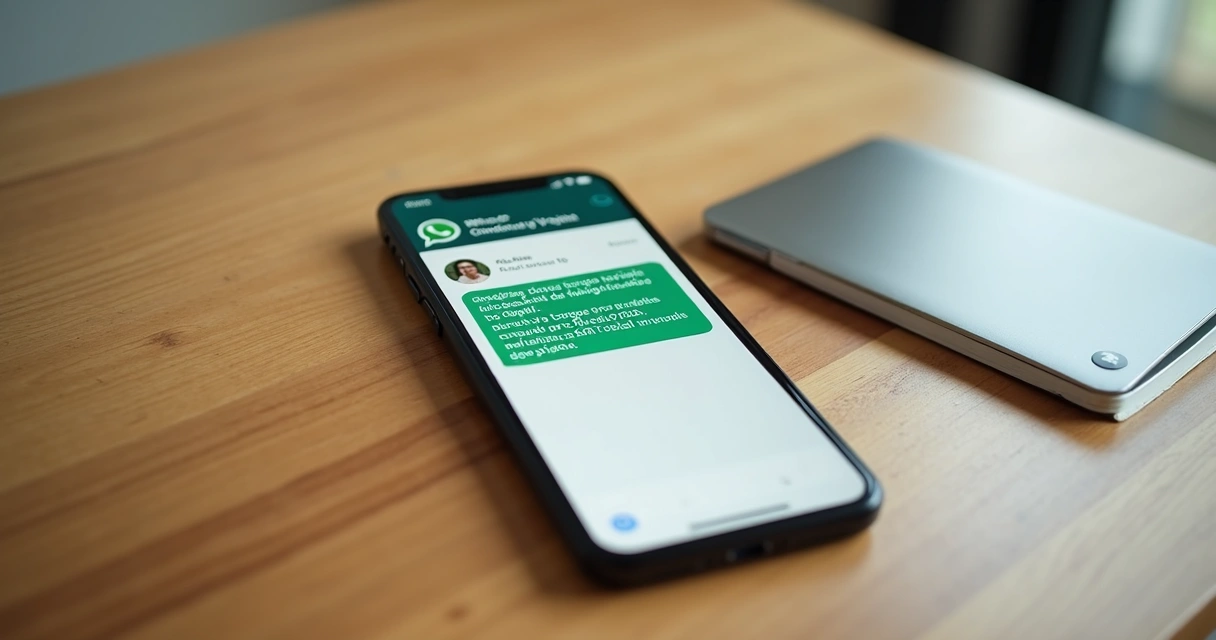 Celular recebendo mensagem de cobrança digital no WhatsApp 