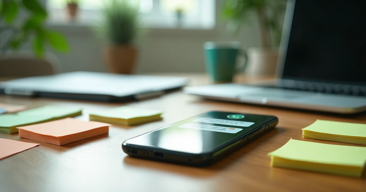 Celular exibindo conversa de atendimento automatizado no WhatsApp 