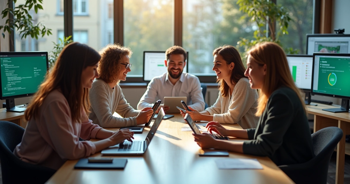 Equipe de vendas usando WhatsApp em grupo de trabalho 