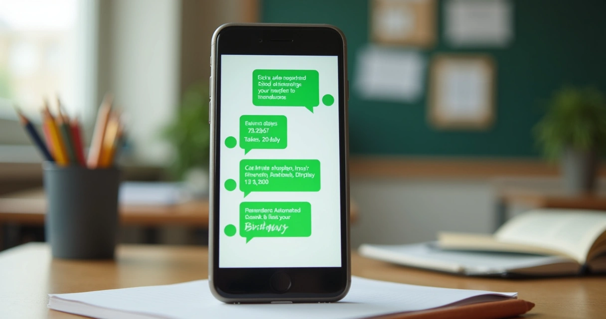 Notificações de WhatsApp sendo enviadas por uma escola. 