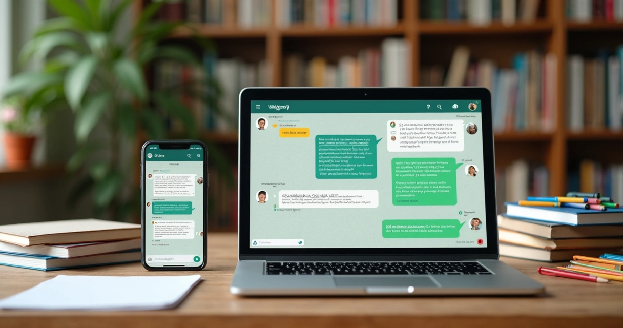 Grupo de WhatsApp de aula sendo usado por professor e alunos
