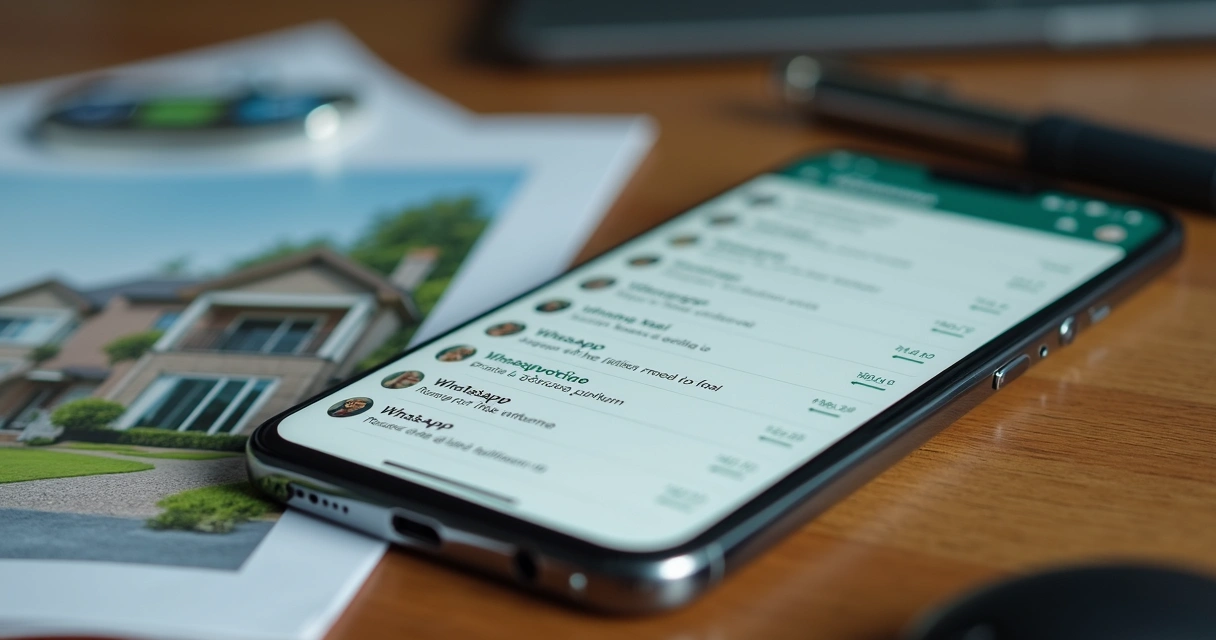 Tela de WhatsApp exibindo muitas mensagens não respondidas em um celular de corretor 