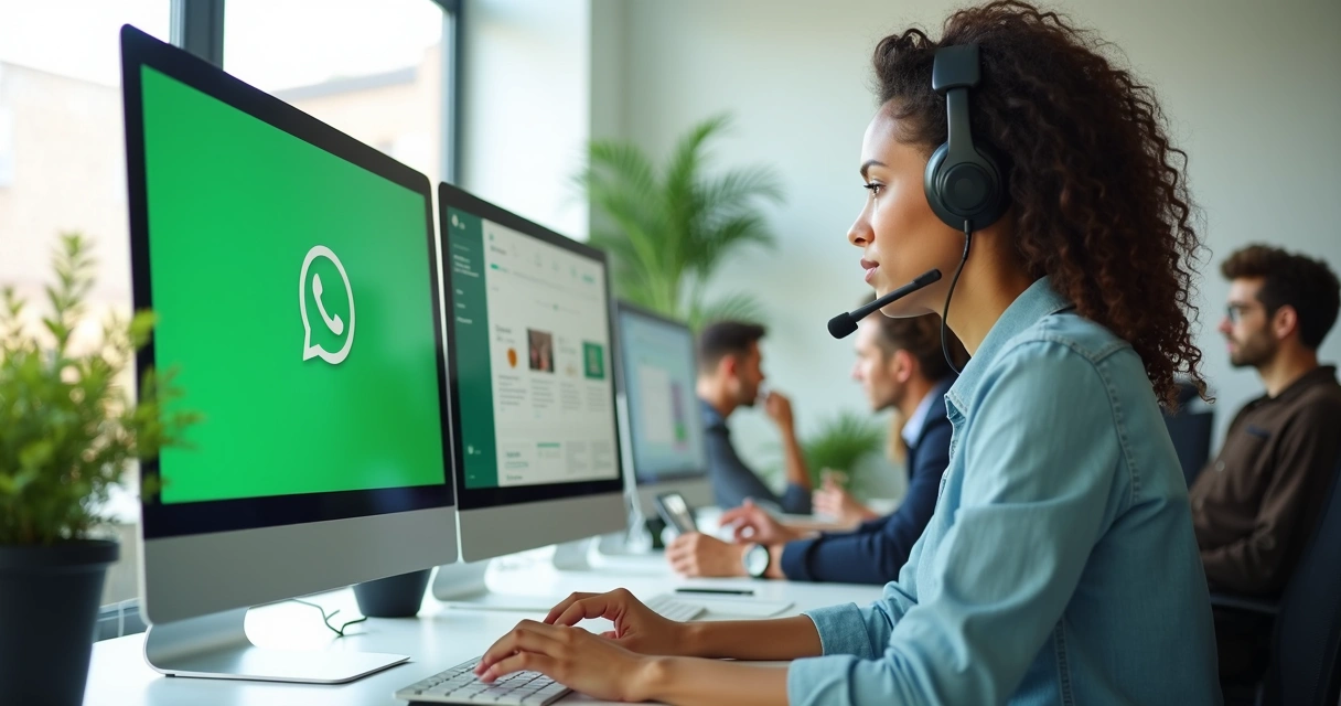 Equipe de atendimento trabalhando com CRM integrado ao WhatsApp 