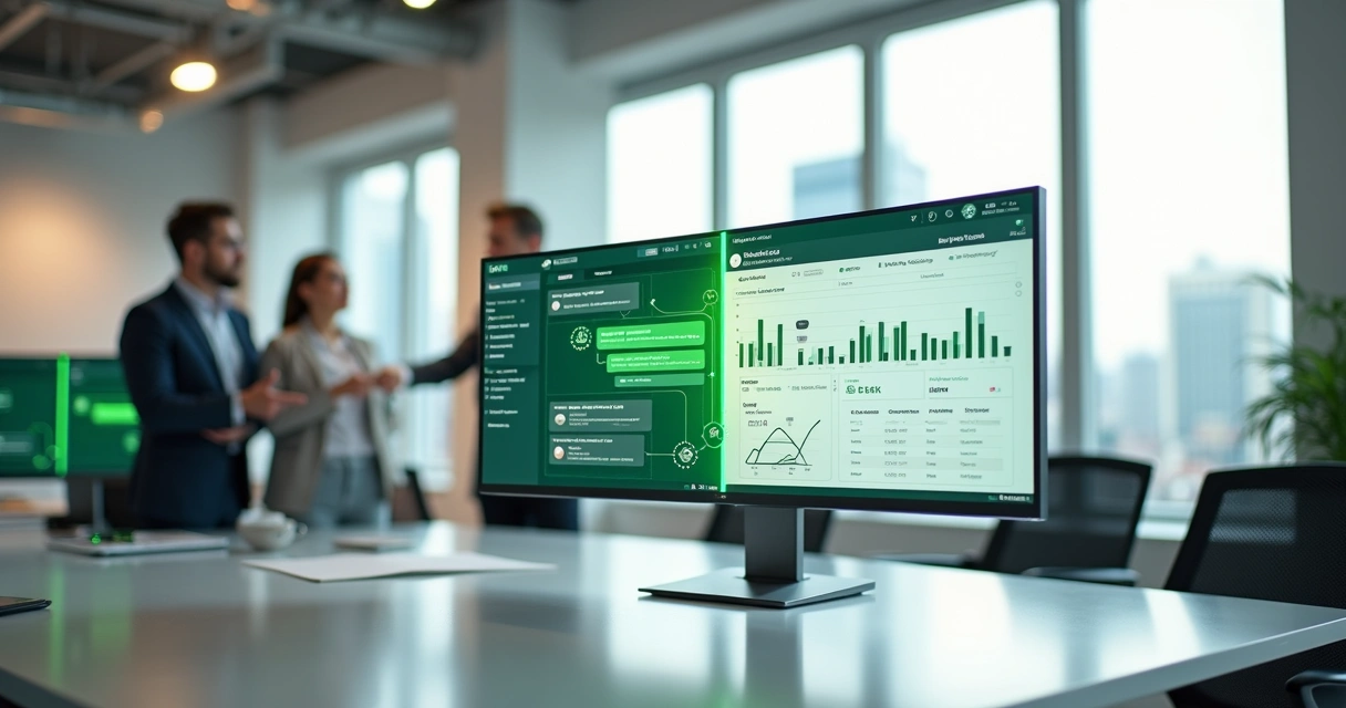 Painel com WhatsApp e ERP integrados em ambiente corporativo 