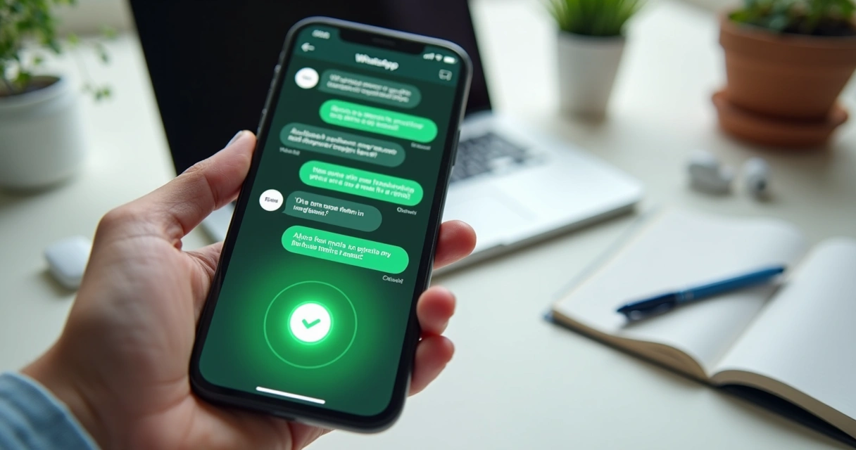 Tela de celular com chat de inteligência artificial no WhatsApp 