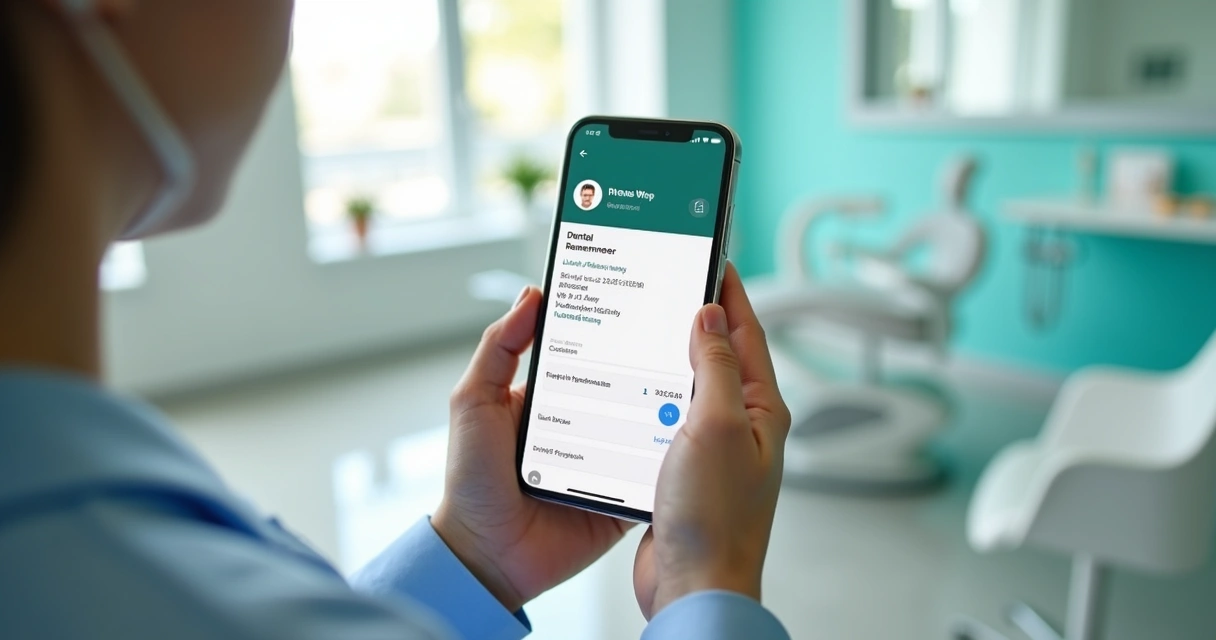 Celular exibindo mensagem de lembrete de consulta odontológica no WhatsApp 