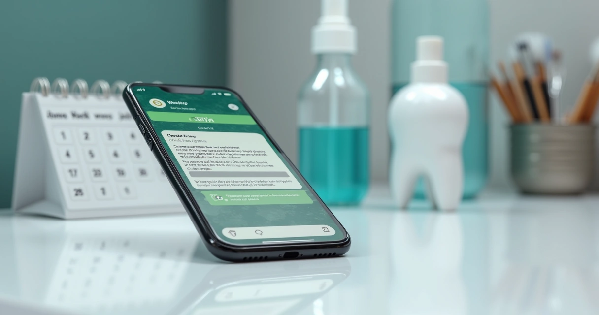 Tela de WhatsApp exibindo lembrete automático de consulta odontológica 
