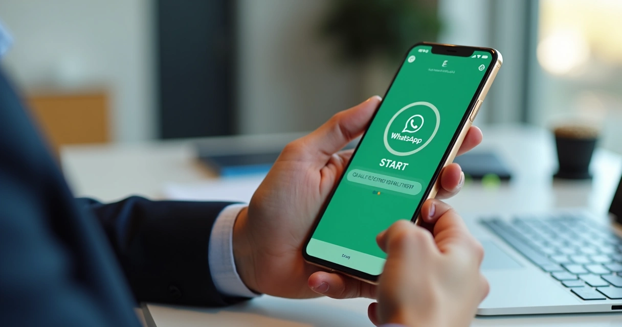 Tela de conversa do WhatsApp Business com fluxo de mensagens de qualificação 