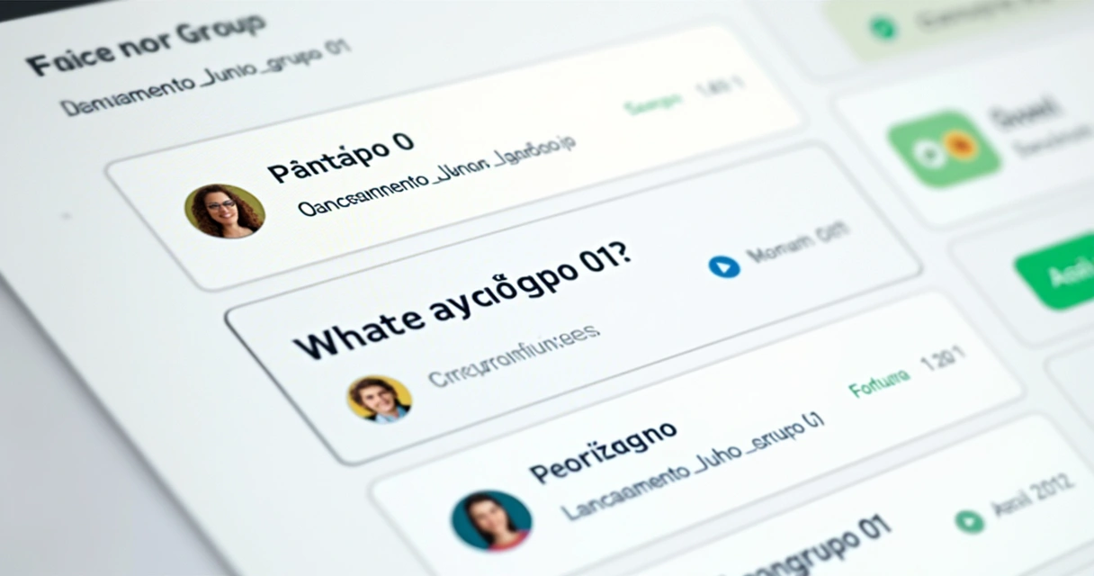 Painel com múltiplos grupos do WhatsApp organizados por nomes