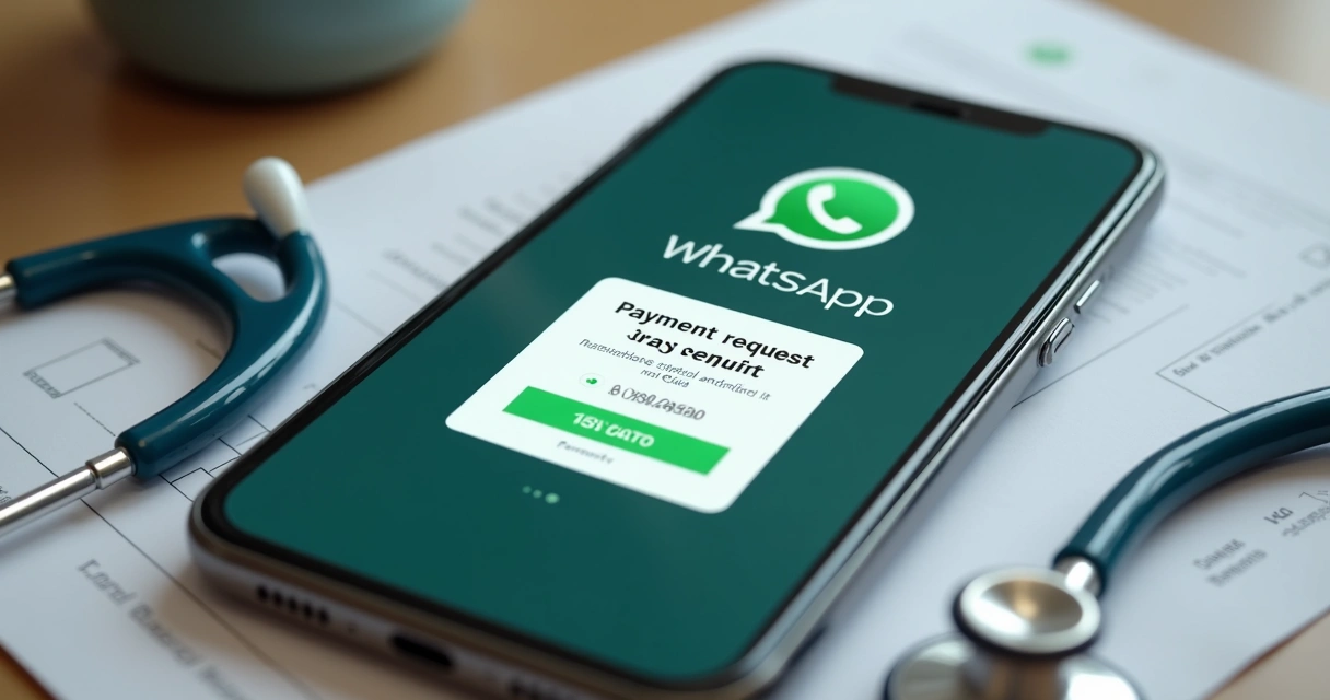 Paciente recebendo notificação de cobrança pelo WhatsApp em clínica
