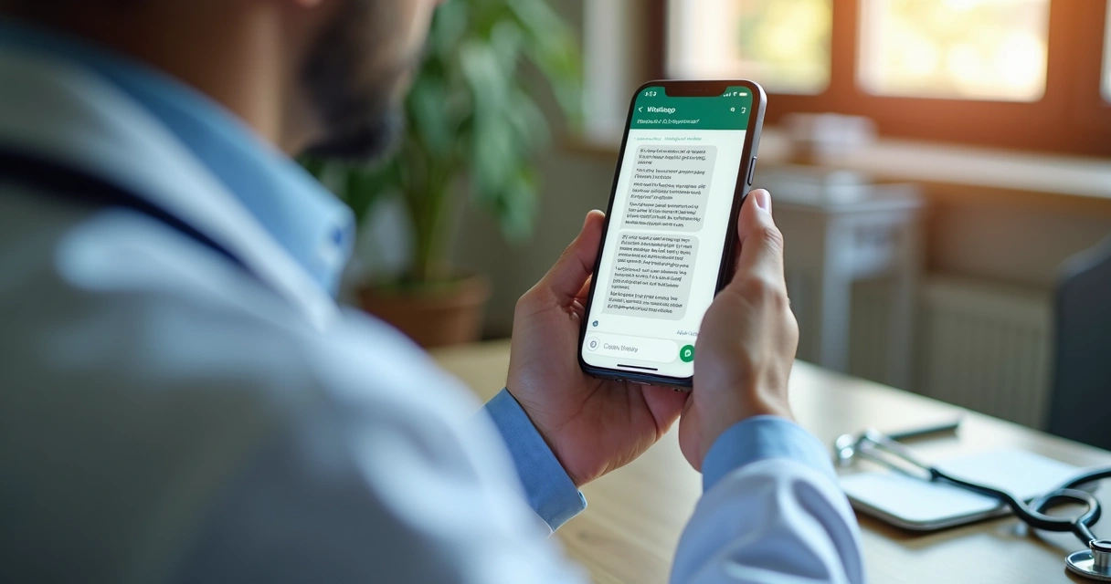Interface de WhatsApp com mensagens automáticas após consulta
