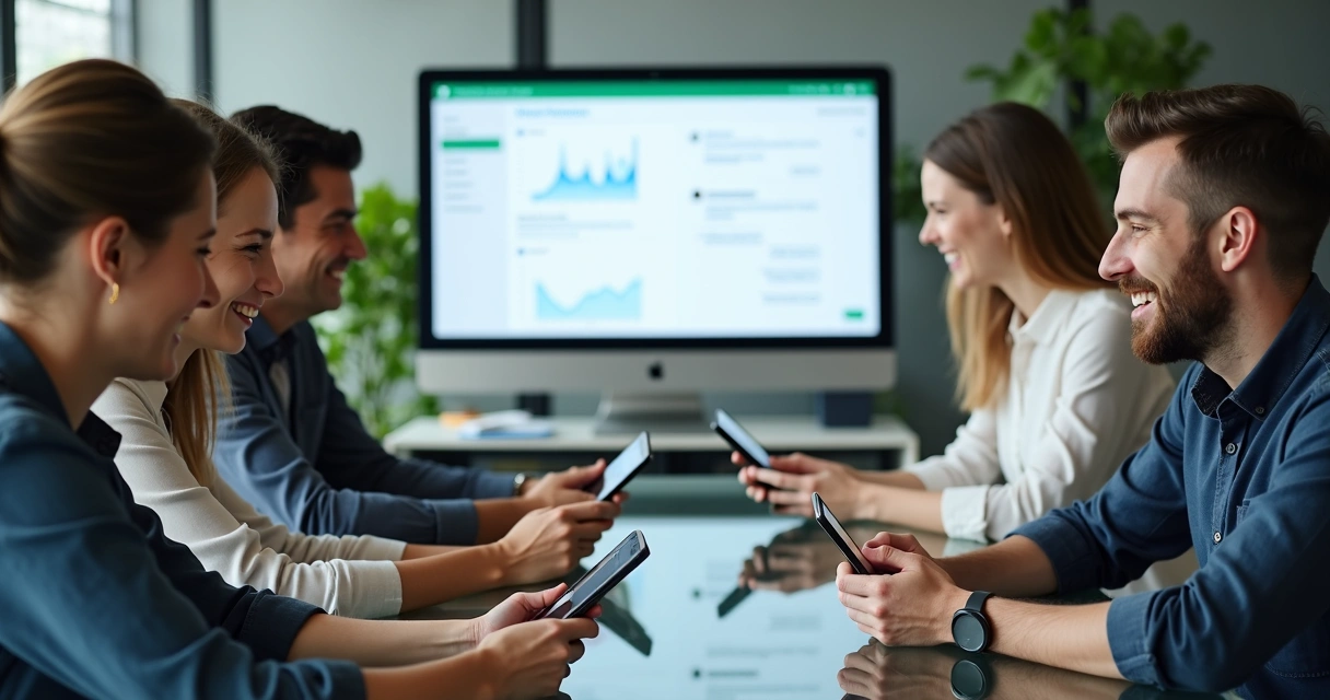 Equipe dando suporte no WhatsApp usando painel de atendimento moderno 