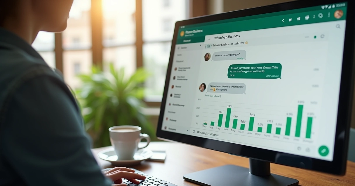 Tela de WhatsApp Business exibindo conversa automatizada de vendas B2B 