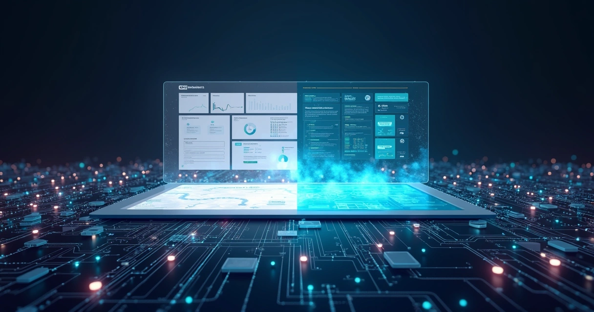 Comparação visual entre solução white label e SaaS conectadas a múltiplos sistemas complexos 