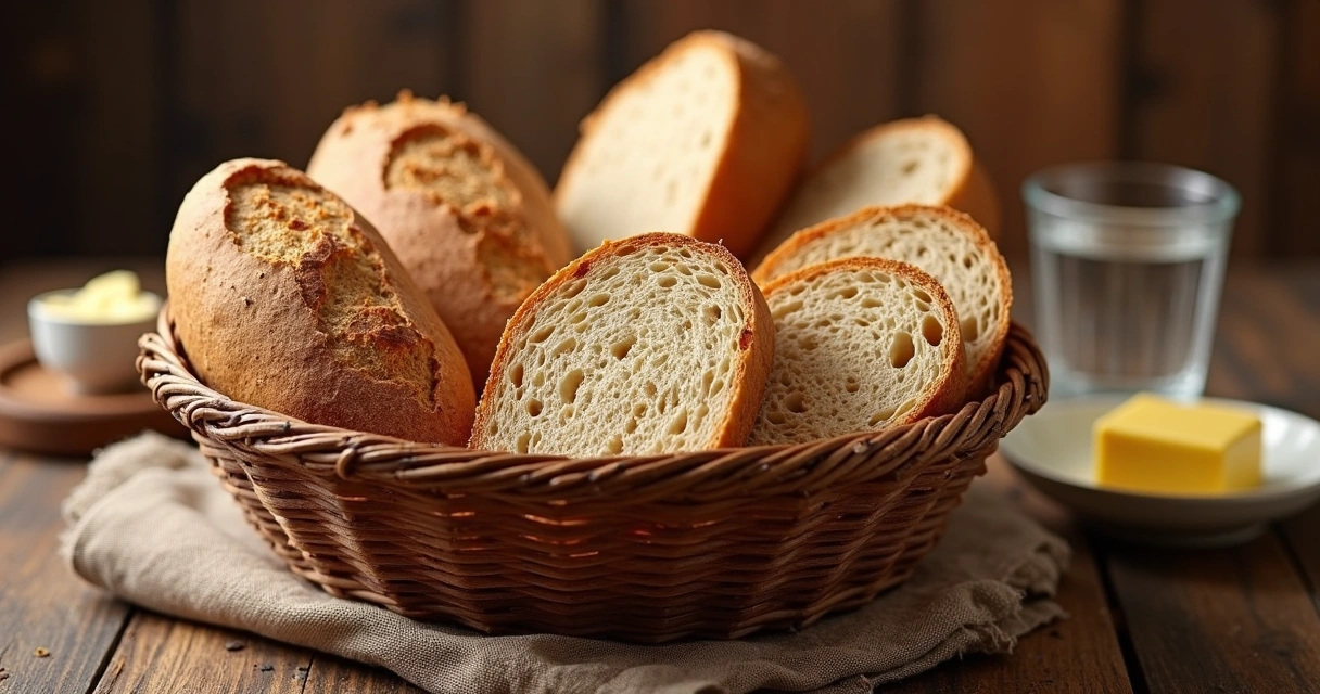 Basket of assorted whole grain bread 