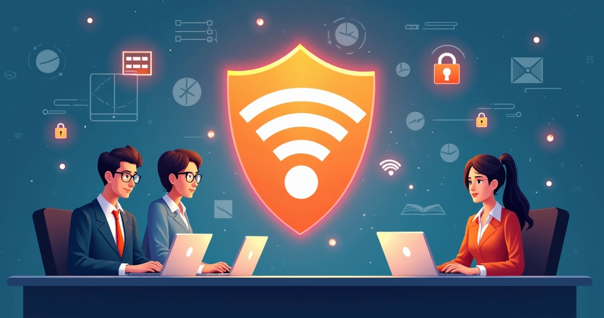 Segurança de Wi-Fi protegendo dados em empresa 