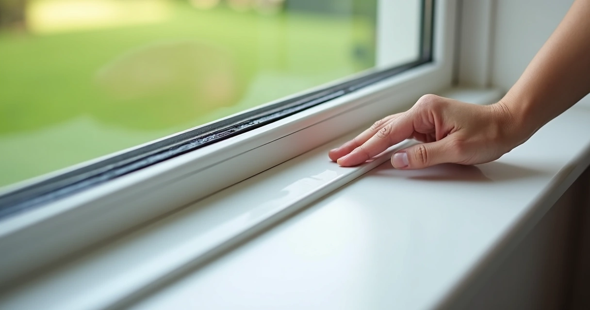 Weather stripping on window frame 