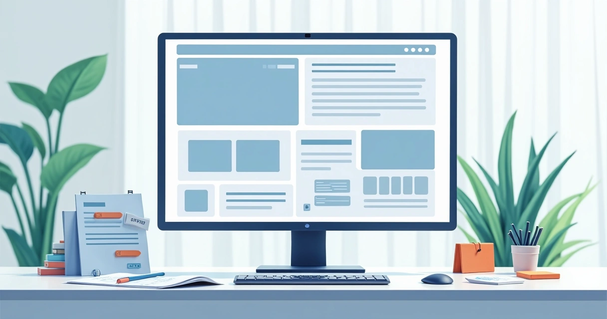 Wireframe de página de portfólio com blocos organizados 